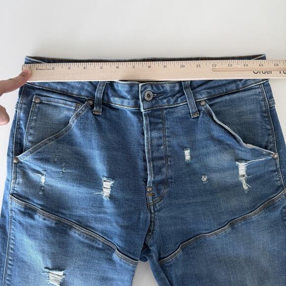 G-Star RAW Jeans Mens 32x32 Blue 5620 3D Slim Distressed Button Fly Moto Tapered - Picture 11 of 12